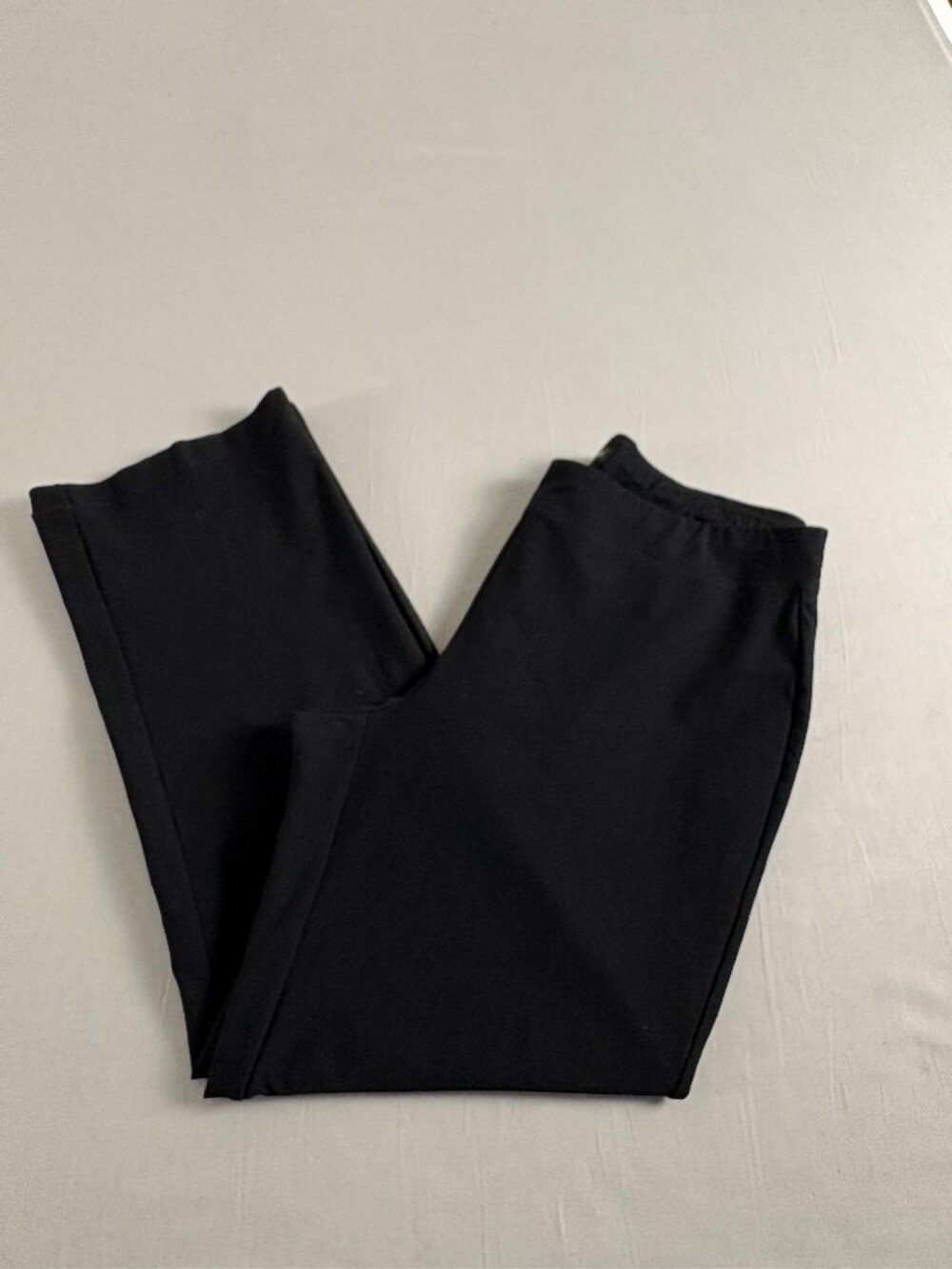 Eileen Fisher Black Pull On Pants Small Stretch Knit Straight Leg Minimalist